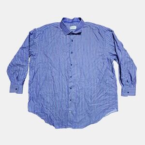 Robert Graham Striped Long Sleeve Button Up Dress Shirt 19 34/35‎ Purple Prep